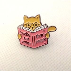 🧁 3/$30 Bookish Kitty Books Are Better Than People Enamel Pin NEW